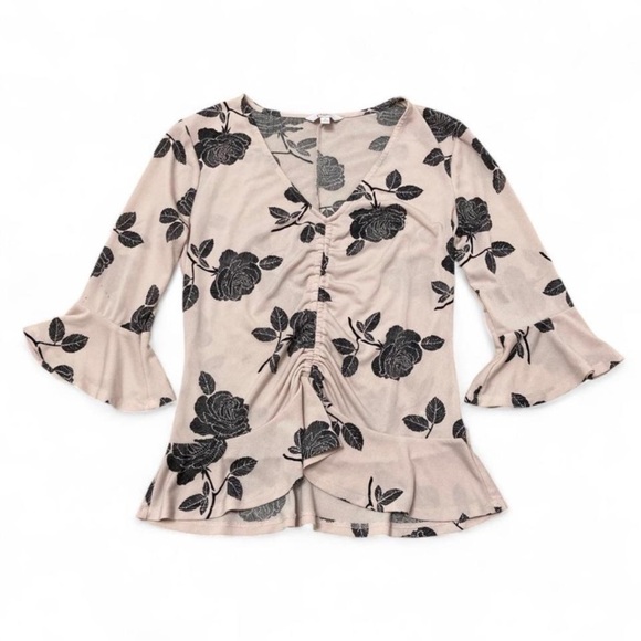 Candie's Tops - 3/$20 Candie’s Floral Ruffle Gathered Top Blouse Bell Sleeve Y2K Women’s Small